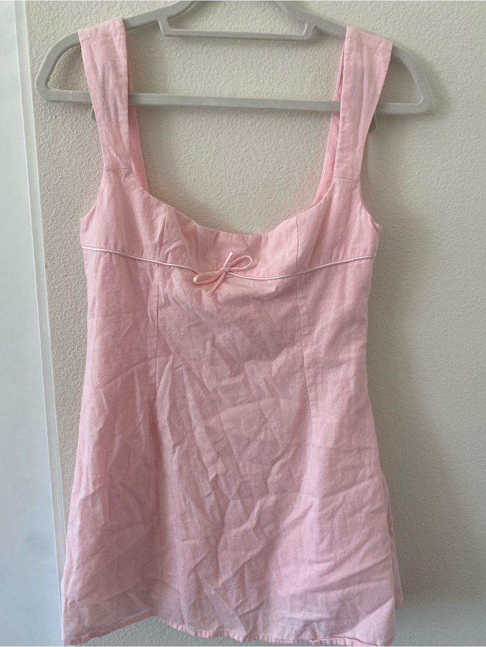 Peppermayo Pastel Pink Linen Tie-Front Tank